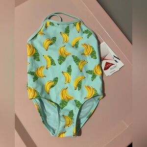 ZARA NWT kids little girls blue with bananas bathing suit beach summer 12-24